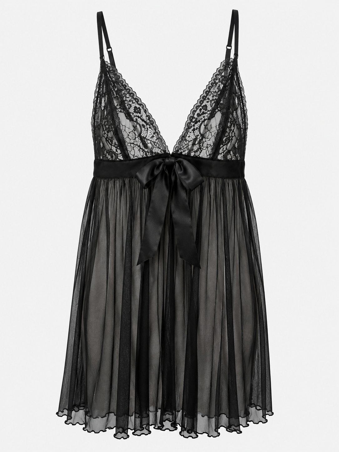Victoria Secret Black Sheer Lace Babydoll Chemise Slip Y2k Coquette Xl